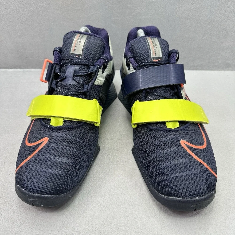 Mens Size 9.5 Nike Romaleos 4 Weightlifting Shoes Blackened Cyber Blue‎ Gym